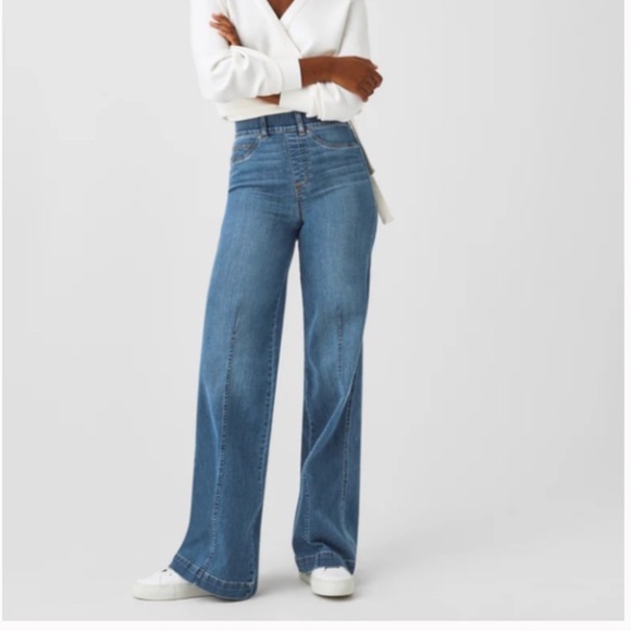 Spanx Classic Blue Wide-Leg Jeans - Picture 1 of 7